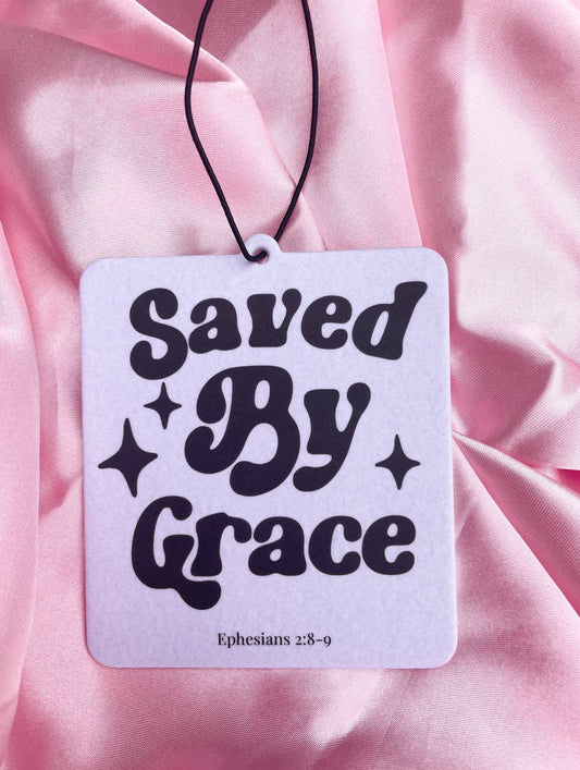 Saved by Grace Car Freshener - Ephesians 2:8-9 - Sandalwood Scent
