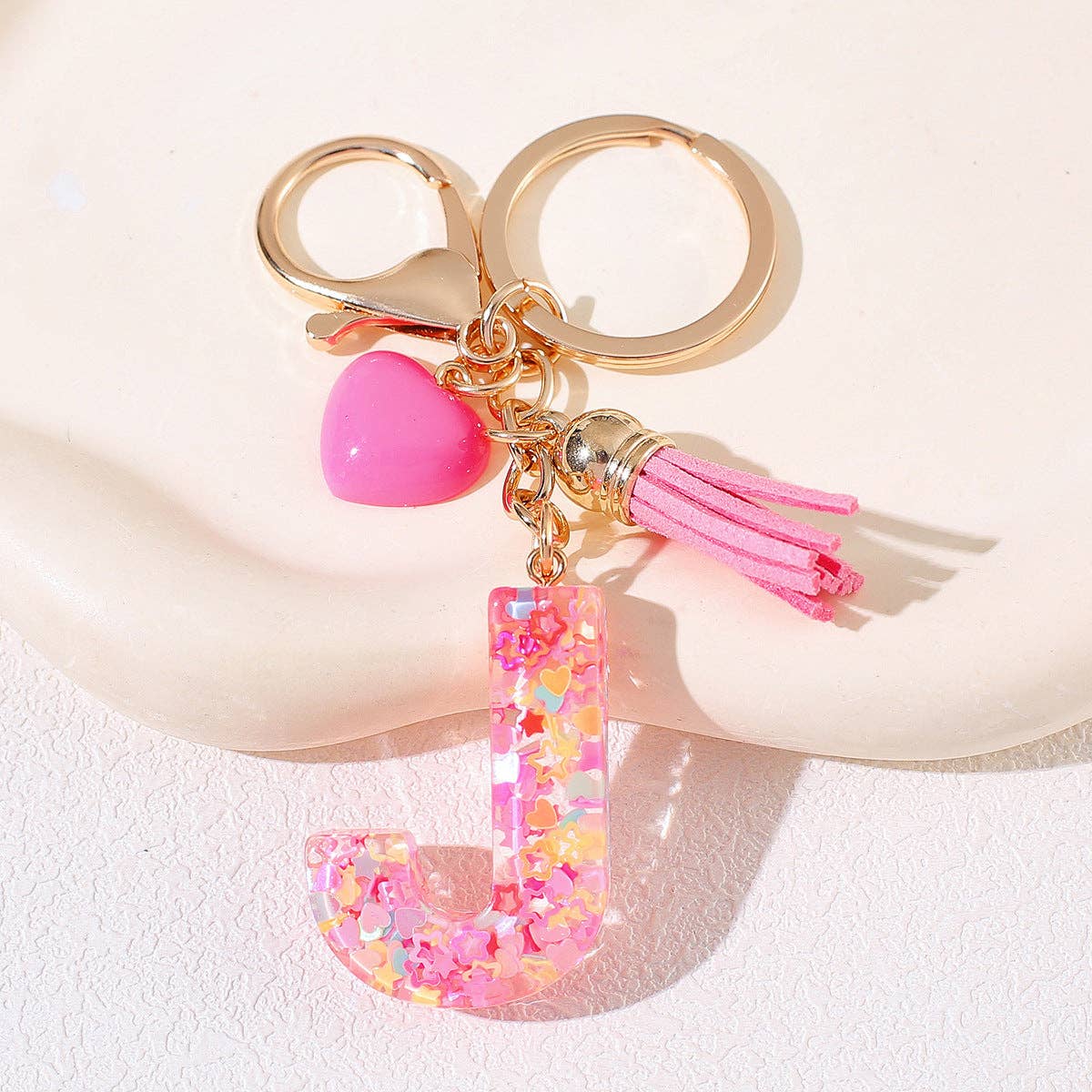 Letter Tassel Keychain (Pink)