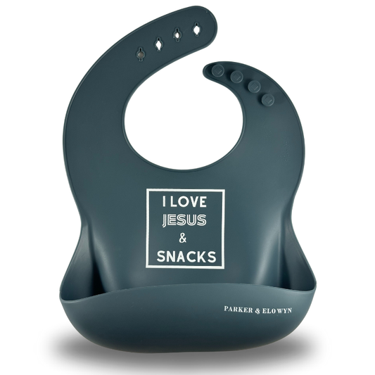 I Love Jesus & Snacks - Soft Waterproof Silicone Bib