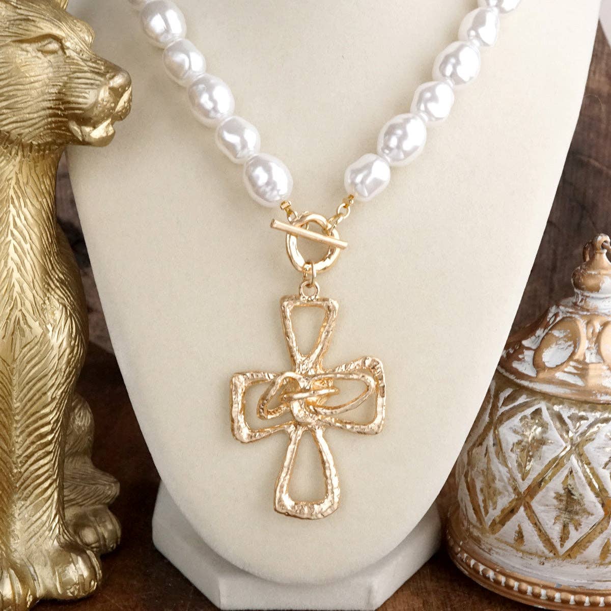 Grace Pearl Cross Necklace