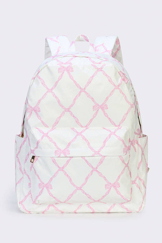 Bow Printed Large Backpack