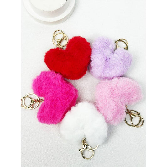Fuzzy Fluffy Heart Keychain