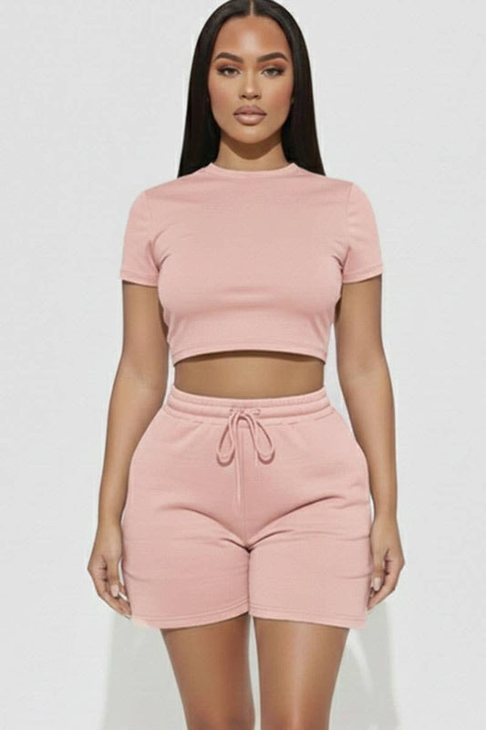 Casie Crop Tee & Shorts Set