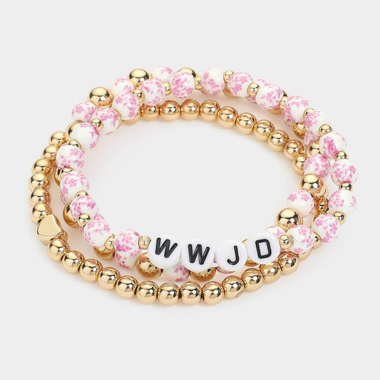 WWJD Trio Beaded Bracelets