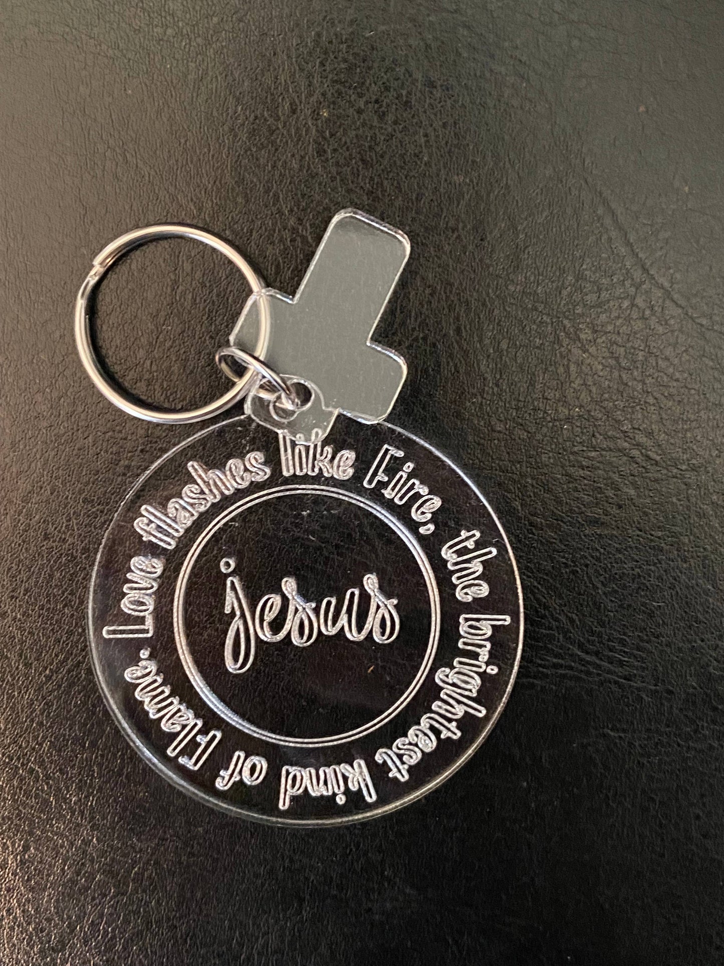 Jesus keychain with cross charm