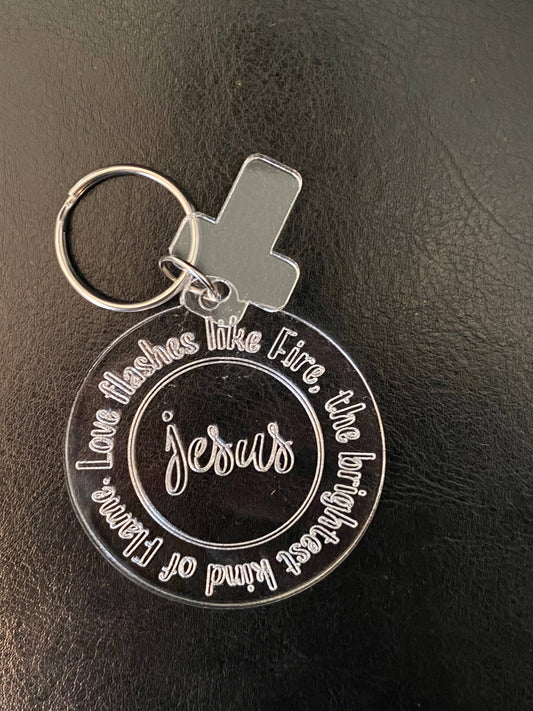 Jesus keychain with cross charm