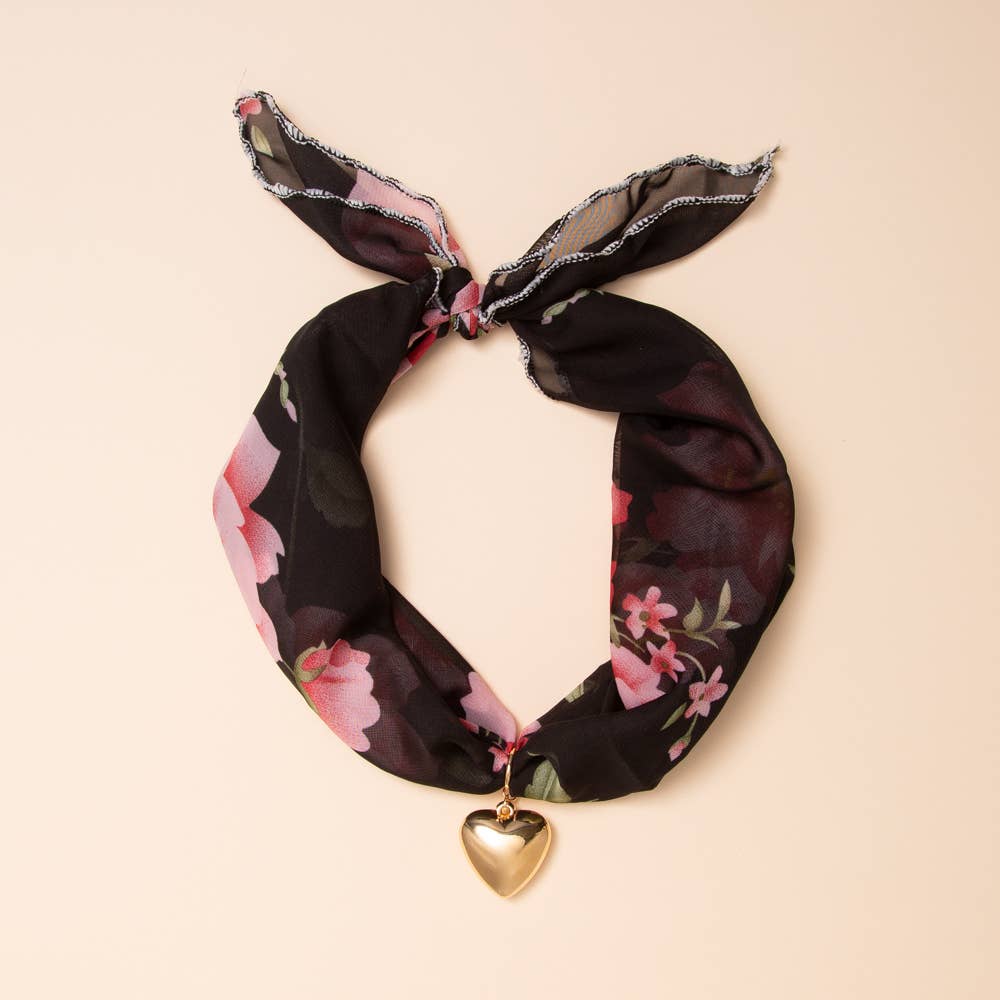 Eliza Heart Pendant Scarf Necklace