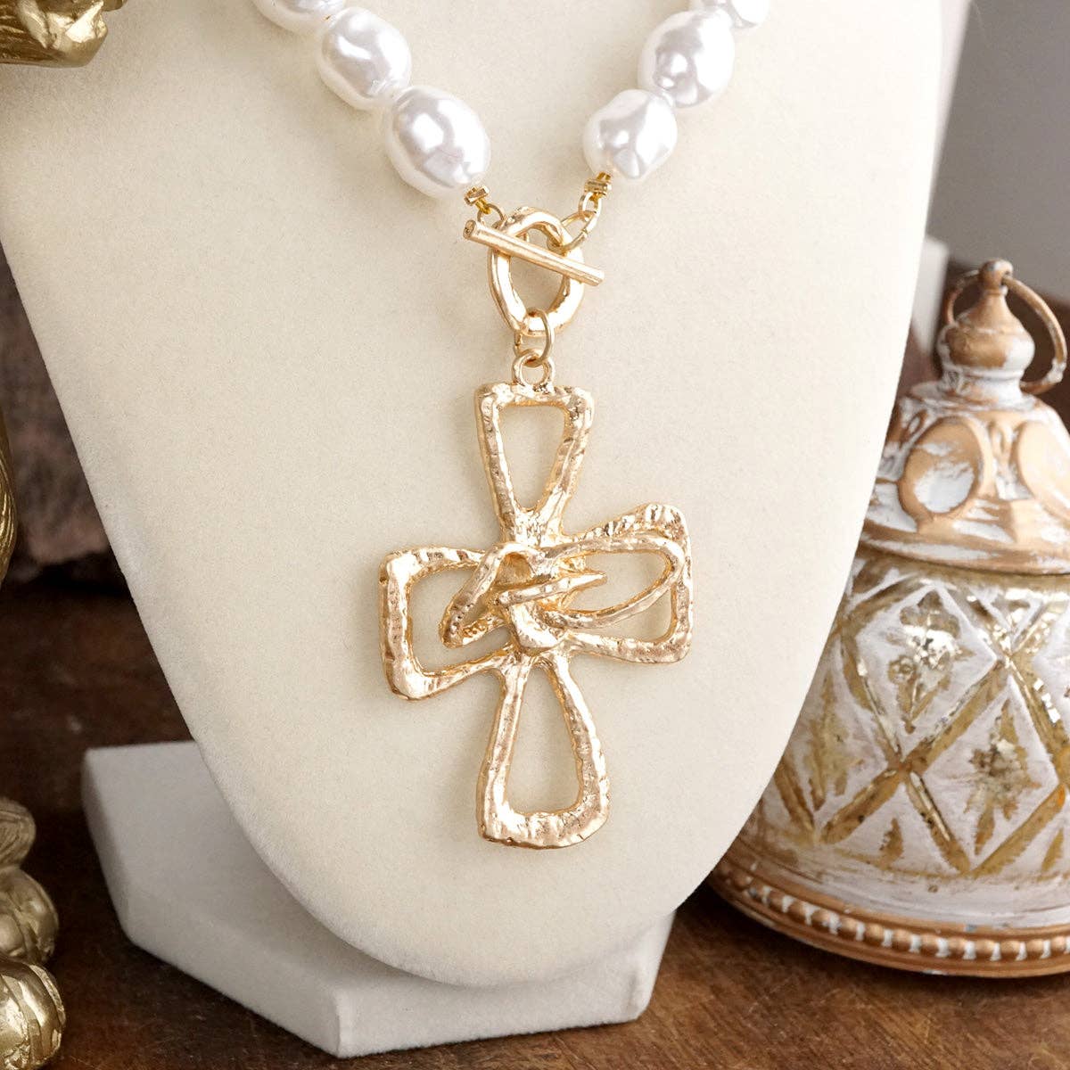 Grace Pearl Cross Necklace