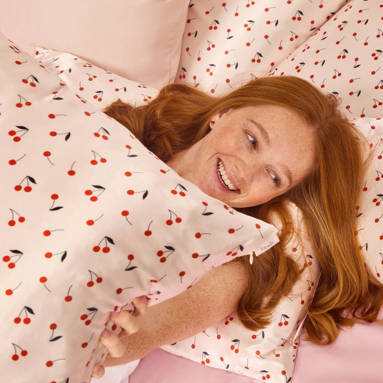 Kitsch - Satin Pillowcase - Cherry Print