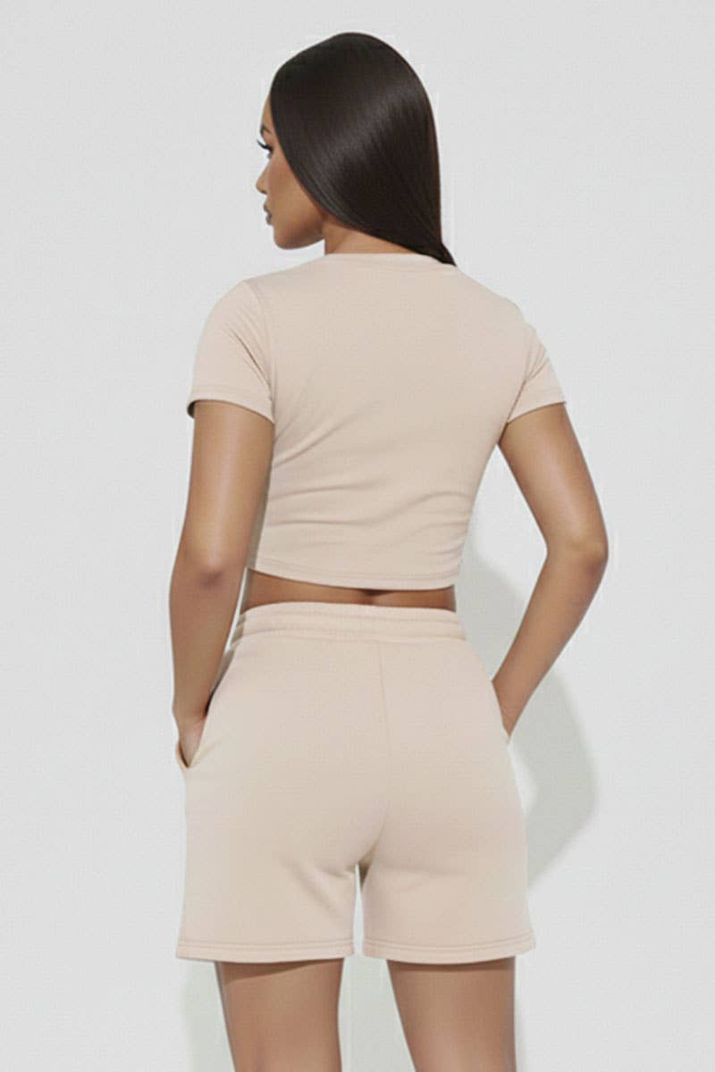 Casie Crop Tee & Shorts Set