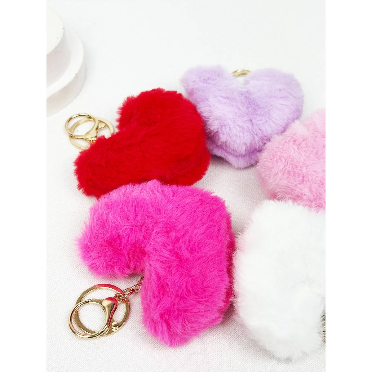 Fuzzy Fluffy Heart Keychain