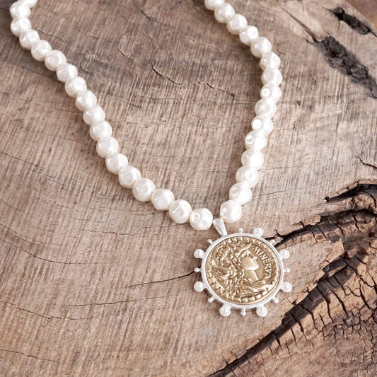 Tinzi Coin and Pearl Necklace