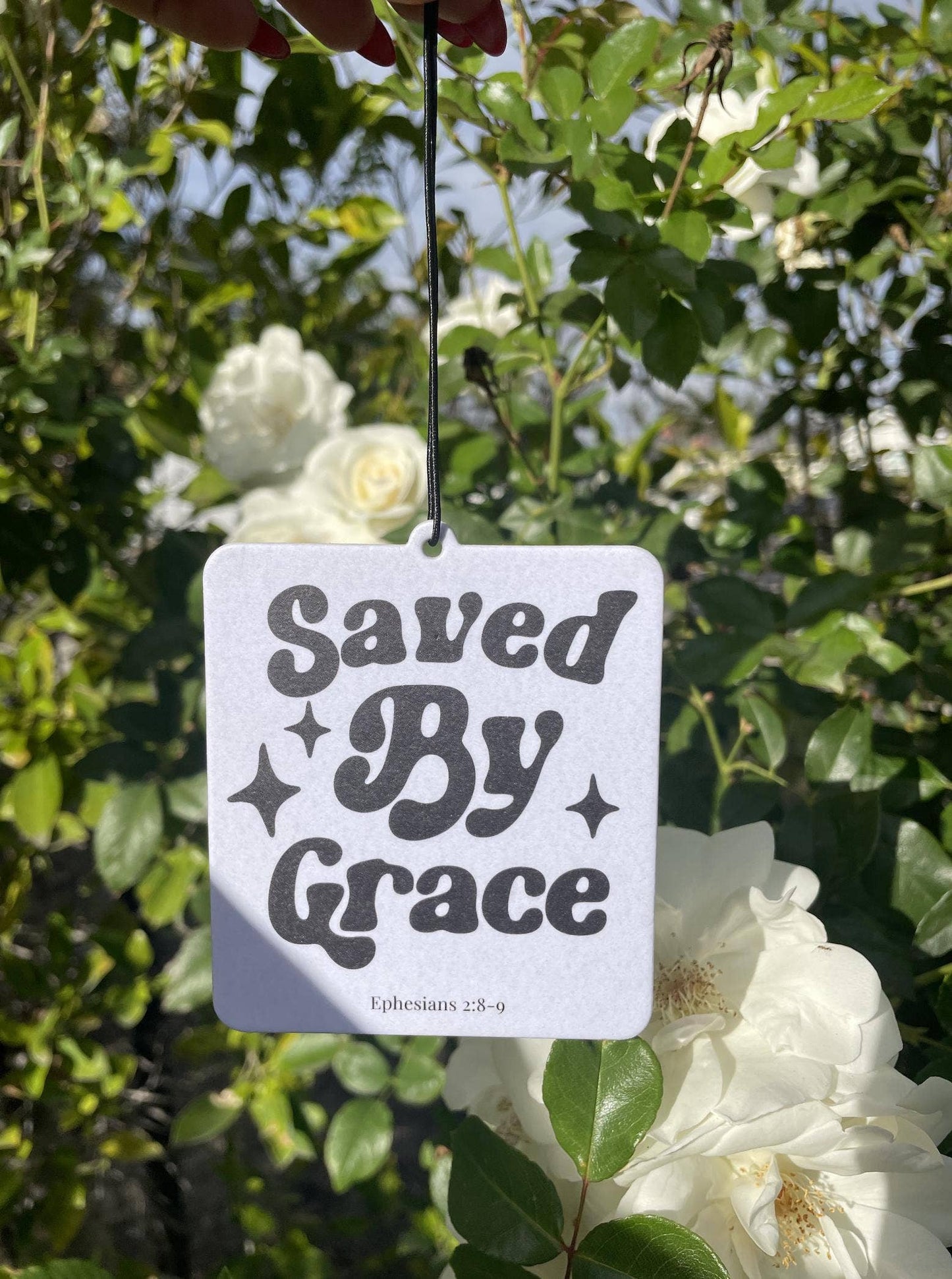 Saved by Grace Car Freshener - Ephesians 2:8-9 - Sandalwood Scent
