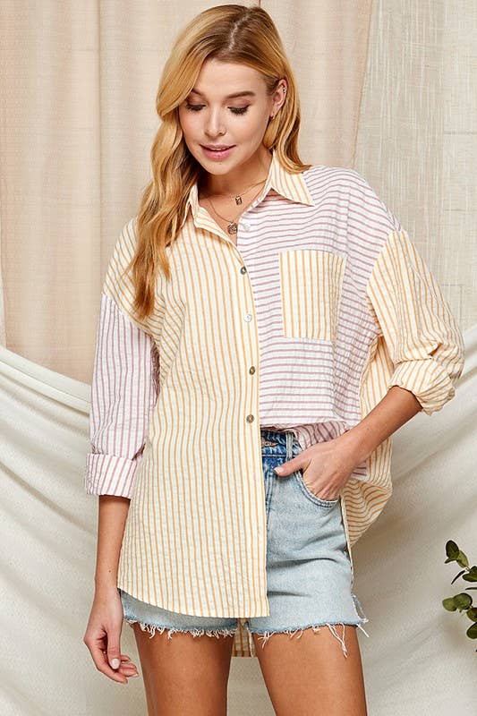 Brea Striped Button Down