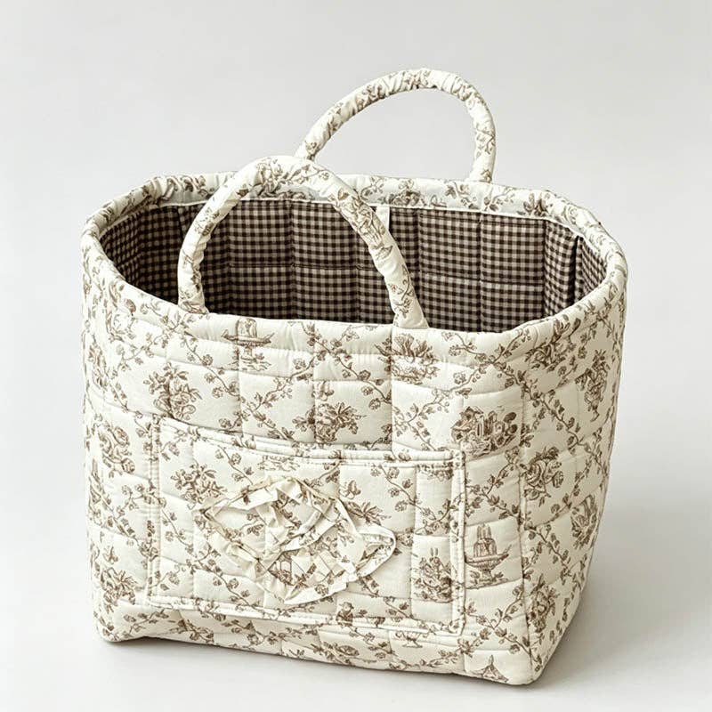 Quilted Floral Storage Organizer Bag