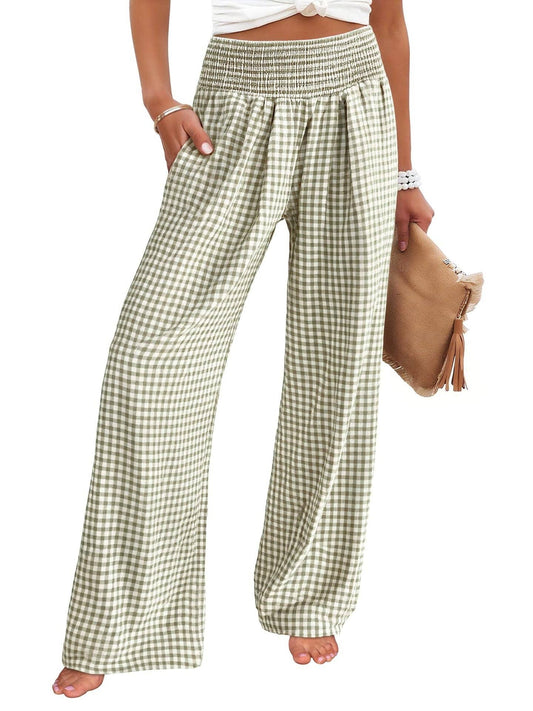 Nancy Gingham Wide Leg Pants