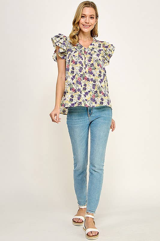 Bella Floral V-Neck Blouse