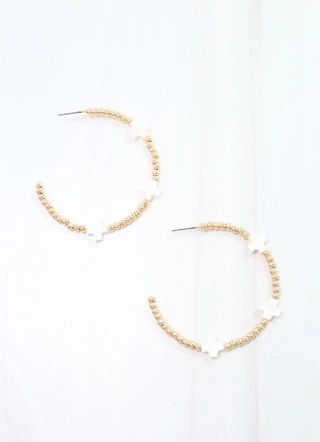 Caroline Hill Zachary Cross Hoop Earring