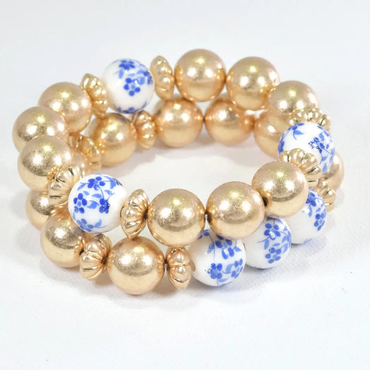 Haven Porcelain Floral Beaded Bracelets