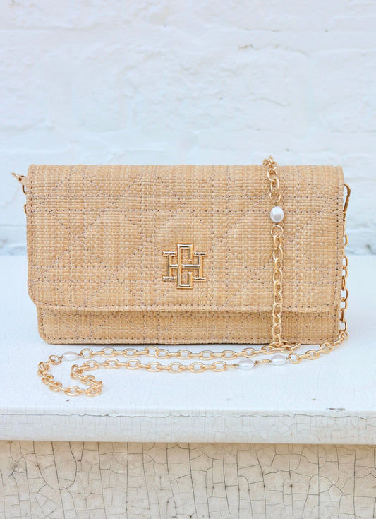 Caroline Hill Brynleigh Clutch Crossbody Natural Quilted