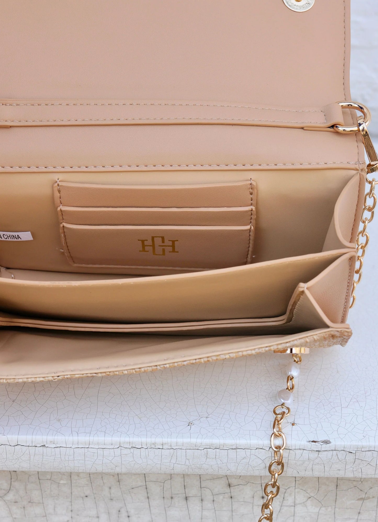 Caroline Hill Brynleigh Clutch Crossbody Natural Quilted