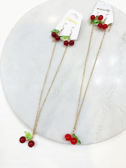 Cherry Necklace & Earring Set