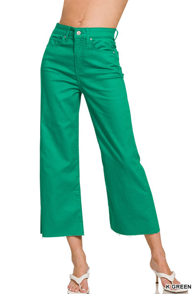 Evelyn Flare Cropped Pants - Kelly Green