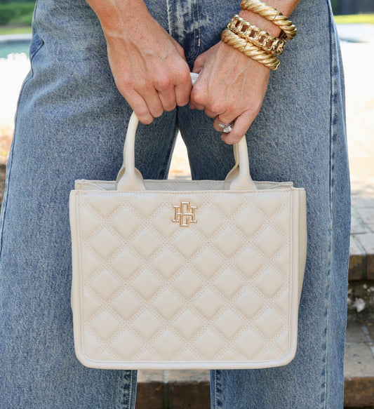 Caroline Hill Mini Tote Cream Quilted DQ