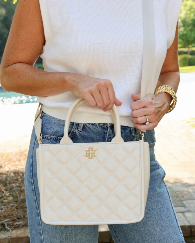 Caroline Hill Mini Tote Cream Quilted DQ