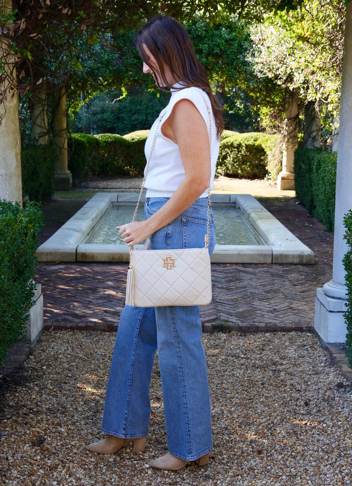Caroline Hill Madelyn Crossbody Cream Quilted