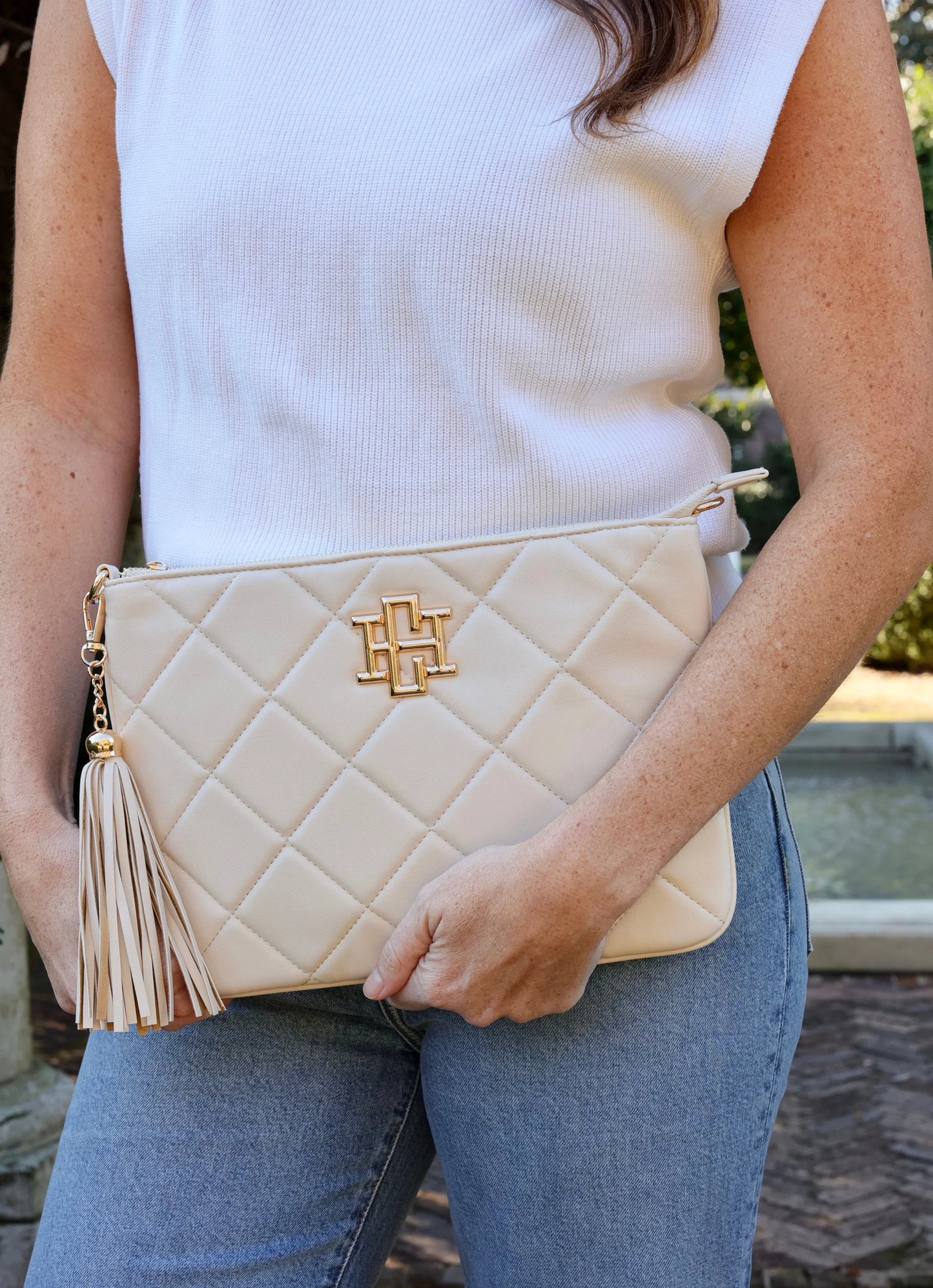 Caroline Hill Madelyn Crossbody Cream Quilted