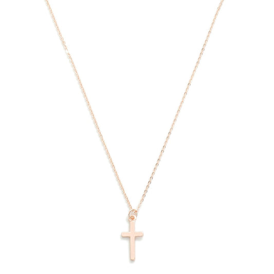 Cross Rose Gold Necklace