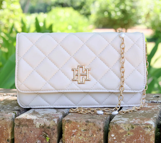 Caroline Hill Brynleigh Clutch Crossbody Cream Quilted