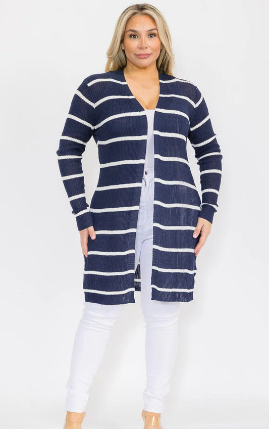 Plus - Lyndsey Striped Cardigan