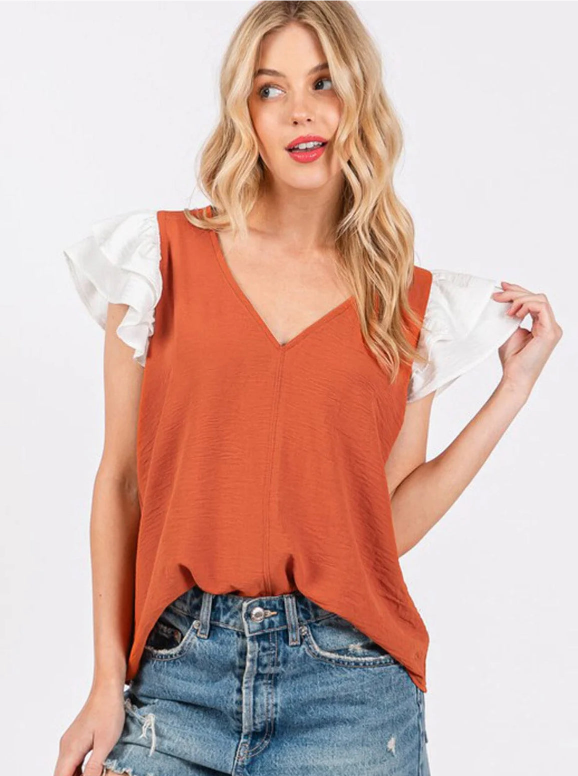 Madeline Ruffle Sleeve Blouse