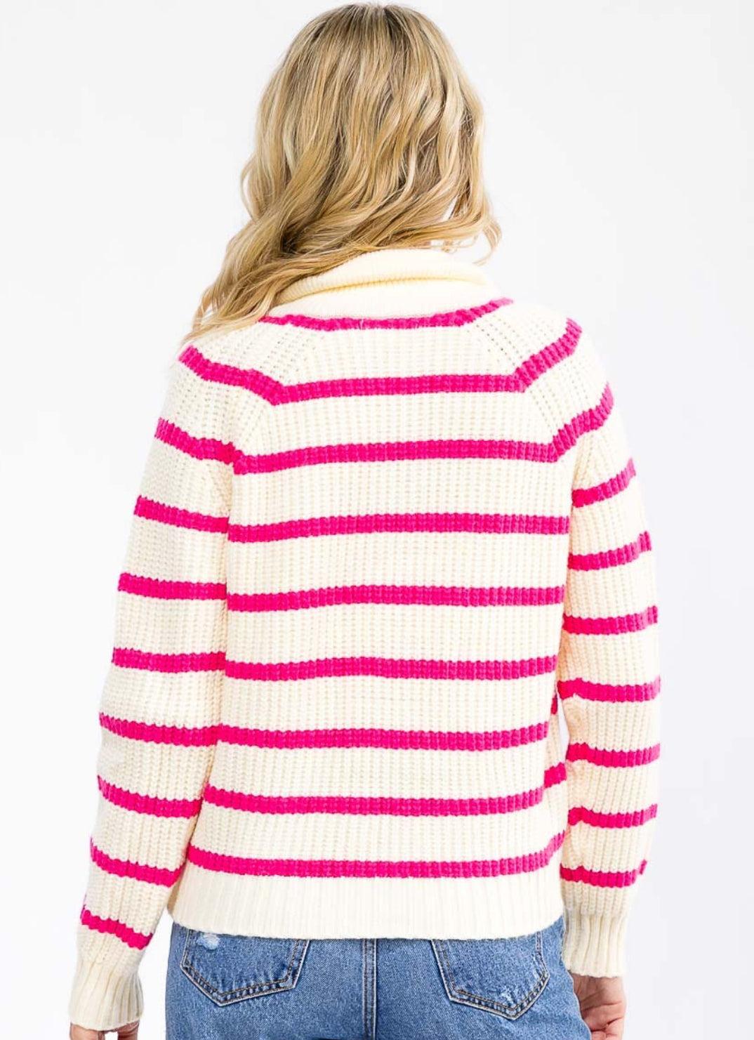 Etta Striped Zip Up Cardigan