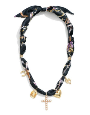 Scarf Necklace with Charms