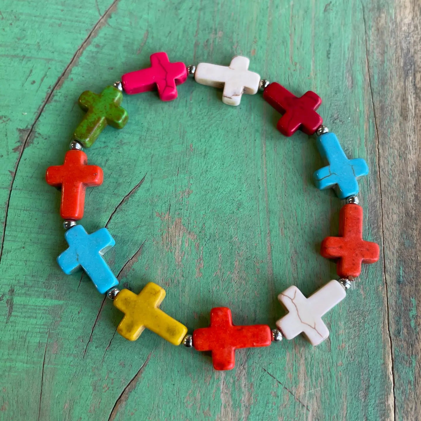 Isaiah Multi Colored Cross Bracelet