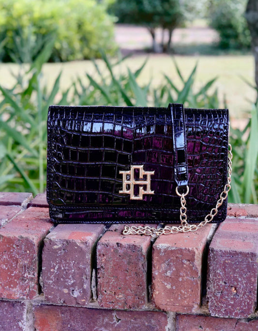 Caroline Hill Bryn Clutch/Crossbody Black Patent EQ