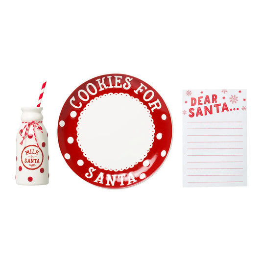 Christmas Santa's Milk Jug, Plate and Dear Santa Notepad Set