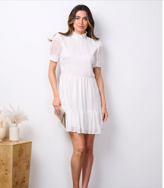 White Smock Swiss Mini Dress