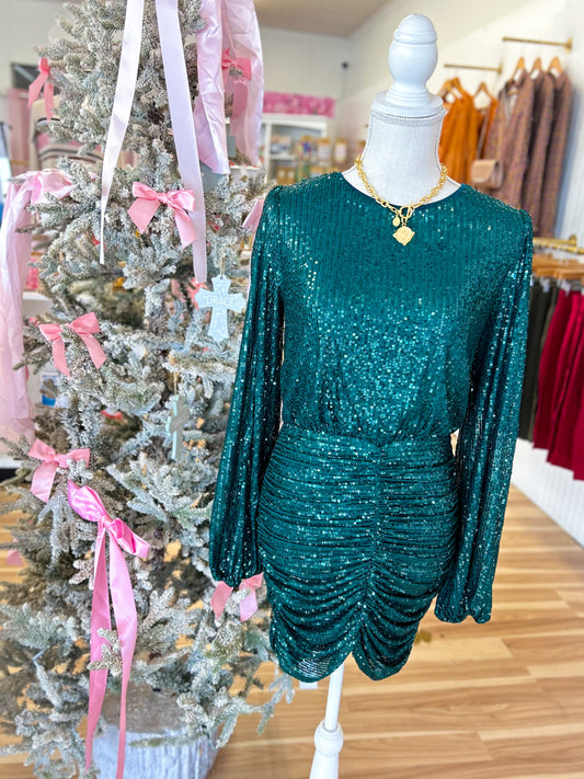 Green Sequin Holiday Dress