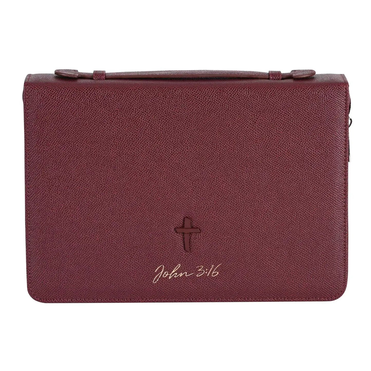 Bible Cover Cross John 3:16 Burgundy Xxl