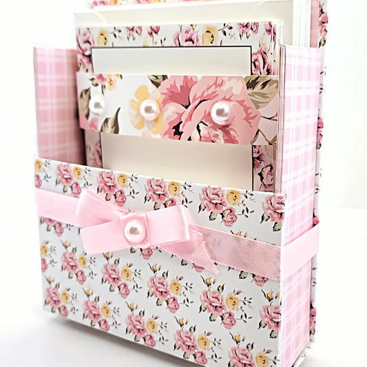 42-Pc Stationery Gift Box Set W/Reusable Desktop Organizer- pink