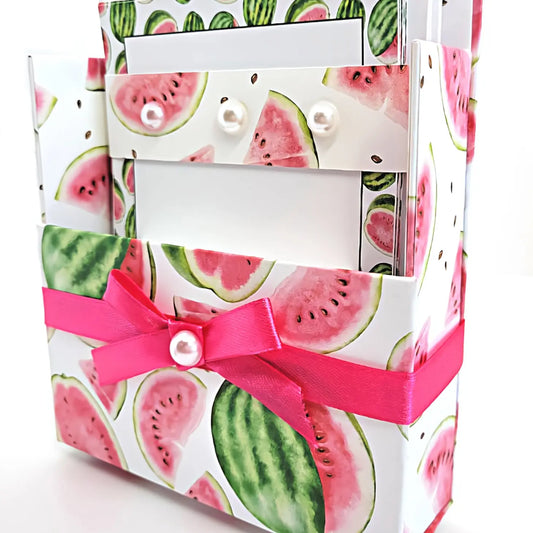 42-Pc Stationery Gift Box Set W/Reusable Desktop Organizer - watermelon