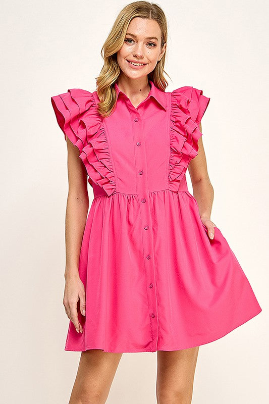 Katie Ruffle Sleeve Mini Dress
