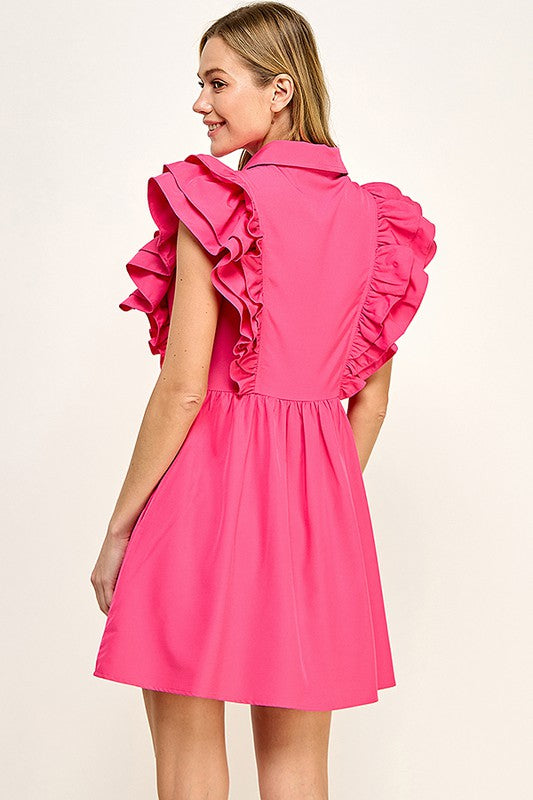 Katie Ruffle Sleeve Mini Dress