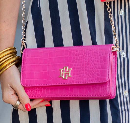 Caroline Hill Brynleigh Clutch Crossbody Hot Pink EC
