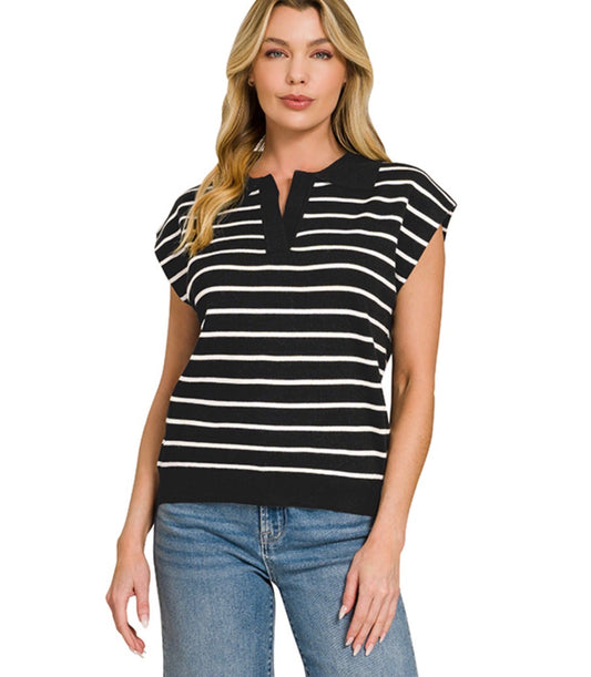 Jackie Striped Collared Top