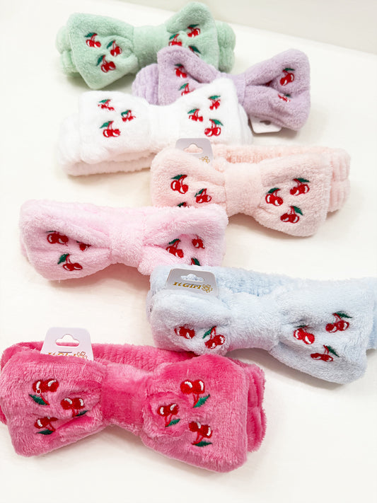 Cherry Embroidered Spa Headband
